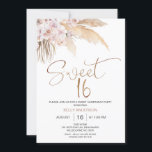 Invitation Boho Floral Avec Pampas Sweet 16 Anniversaire<br><div class="desc">Boho Floral avec Pampas Sweet 16 Anniversaire Invitation sweet sixteen fleuri bohème doux invitation anniversaire avec un arrangement floral broussailleux avec l'herbe de pampas. L'en-tête est une image fausse en cuivre qui peut être retirée.</div>