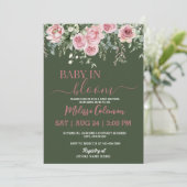 Invitation Boho Floral Baby In Bloom Baby Shower  (Debout devant)