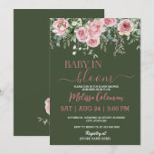 Invitation Boho Floral Baby In Bloom Baby Shower  (Devant / Derrière)