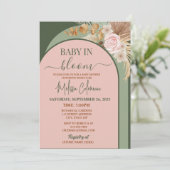 Invitation Boho Floral Baby In Bloom Baby Shower (Debout devant)