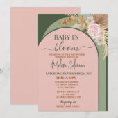 Invitation Boho Floral Baby In Bloom Baby Shower (Devant / Derrière)