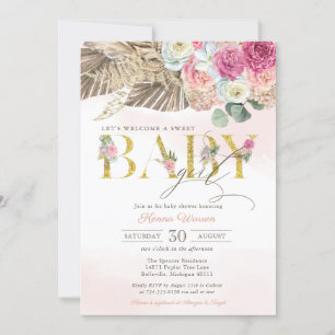 Invitation Boho Floral BABY Pampas & Palm Girl Baby shower da