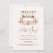 Invitation Boho Floral Baby shower Bassinet (Devant)