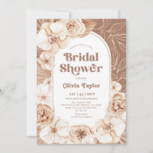 Invitation Boho Floral Baby shower Mocha (Devant)