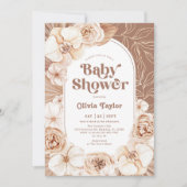 Invitation Boho Floral Baby shower Mocha (Devant)