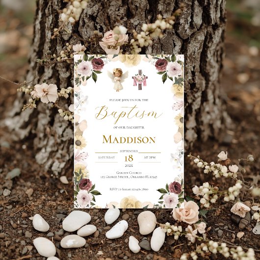Invitation Boho Floral Baptism