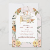 Invitation Boho Floral Bassinette | Baby shower (Devant)