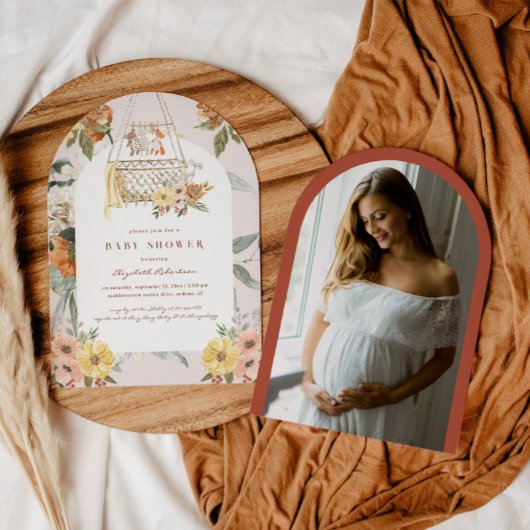 Invitation Boho Floral Bassinette | Baby shower