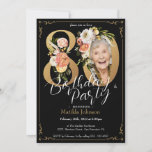 Invitation Boho Floral Black Gold Photo 80th Birthday Party<br><div class="desc">Boho Floral Black Gold Photo 80th Birthday Party Invitation. Glamour et jolie invitation à la fête d'anniversaire avec un design floral vintage avec des lettres d'or et arrière - plan noir! Extraordinaire avec un thème festif floral et glamour amusant. Vous voulez plus de personnalisation ? Contactez le concepteur en cliquant...</div>