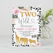 Invitation Boho Floral Black Print Safari Deux Wild Birthday (Debout devant)