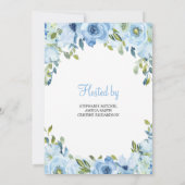 Invitation Boho floral bleu et huile d'argent (Dos)