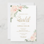 Invitation Boho Floral Blush Rose Sage Fête des mariées verte (Devant)