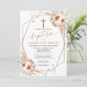 Invitation Boho Floral Bohème et Pampas Grass Baptême (Debout devant)