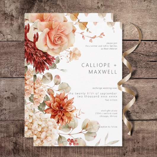Invitation Boho floral Boho floral et roux épicé