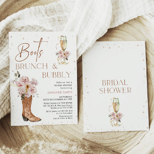 Invitation Boho Floral Boot Boot Brunch Bubble Fête des marié