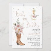 Invitation Boho Floral Boot Boot et Brunch Fête des mariées (Devant)