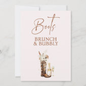 Invitation Boho Floral Boots Brunch Bubbly Fête des mariées (Dos)