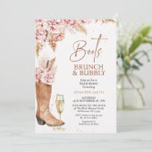 Invitation Boho Floral Boots Brunch Bubbly Fête des mariées (Debout devant)