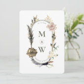 Invitation Boho Floral Botanique Mariage Sage Green Élégant (Debout devant)