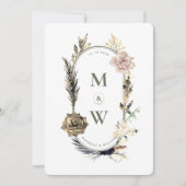 Invitation Boho Floral Botanique Mariage Sage Green Élégant (Devant)