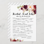 Invitation Boho Floral Bourgogne Fête de l'mariée Game 5x7 (Devant / Derrière)