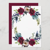 Invitation Boho Floral Bourgogne Merlot Marine BLANC BLANC BL (Devant / Derrière)
