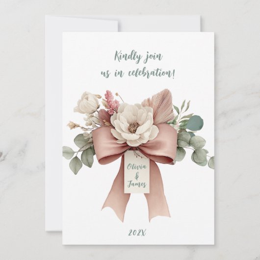 Invitation Boho Floral Bow Mariage (Dos)