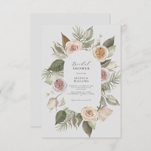 Invitation Boho Floral Bridal Douche (Devant / Derrière)