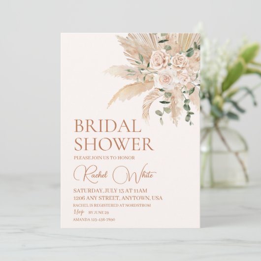 Invitation Boho Floral Bridal Douche (Debout devant)