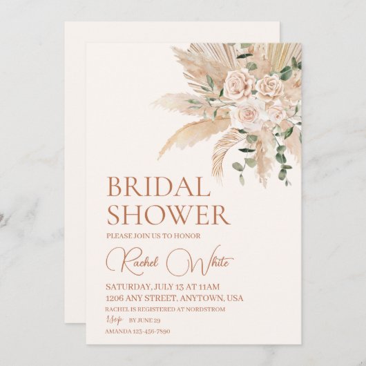 Invitation Boho Floral Bridal Douche (Devant / Derrière)