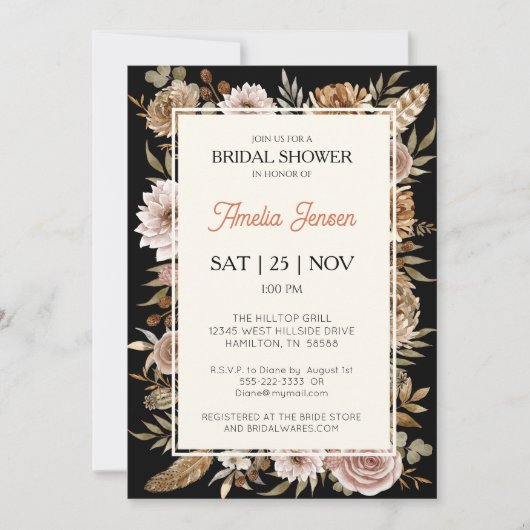 Invitation Boho Floral Bridal Douche (Devant)