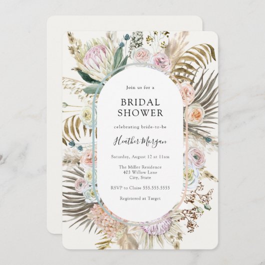Invitation Boho Floral Bridal Douche (Devant / Derrière)