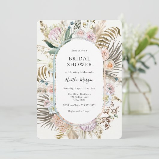 Invitation Boho Floral Bridal Douche (Debout devant)