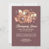 Invitation Boho floral Brown Thanksgiving Dîner (Devant)