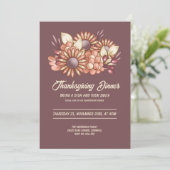 Invitation Boho floral Brown Thanksgiving Dîner (Debout devant)