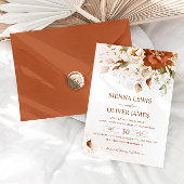 Invitation Boho Floral brûlé Orange Terracotta Mariage