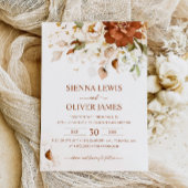 Invitation Boho Floral brûlé Orange Terracotta Mariage