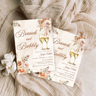 Invitation Boho Floral Brunch et Bubbly Fête des mariées