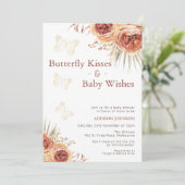 Invitation Boho Floral Burnt Orange Butterfly Baby shower (Debout devant)