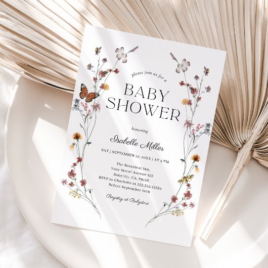 Invitation Boho Floral Butterfly Girl Baby shower Brunch