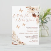 Invitation Boho Floral Butterly Baisers Baby shower Invitatio (Debout devant)