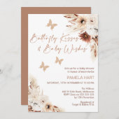 Invitation Boho Floral Butterly Baisers Baby shower Invitatio (Devant / Derrière)