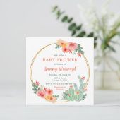 Invitation Boho Floral Cactus Baby Shower (Debout devant)