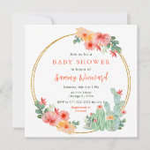 Invitation Boho Floral Cactus Baby Shower (Devant)