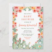 Invitation Boho Floral Cactus Baby Shower (Devant)