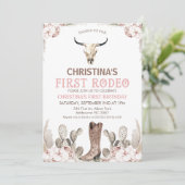 Invitation Boho Floral Cactus Premier Rodéo 1er Anniversaire (Debout devant)