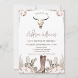 Invitation Boho Floral Cactus Rodeo 30e anniversaire Invitati<br><div class="desc">Boho Floral Cactus Rodeo 30e anniversaire Invitation Sweet western ou rodéo thème fille de trentième anniversaire invitation avec un crâne de taureau ou de vache, botte de cowgirl, quelques arrangements floraux avec l'herbe de pampas et cactus. L'invitation de cette fille à l'ouest du 30e anniversaire est idéale pour une fête...</div>