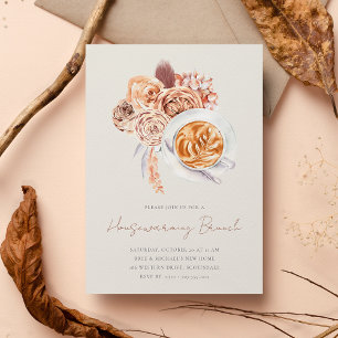 Invitation Boho Floral Café Brunch chaud-maison