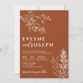 Invitation Boho Floral Chic Terracotta Tout en un Mariage (Devant)
