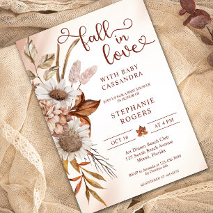 Invitation Boho Floral Chute en Amour Baby shower